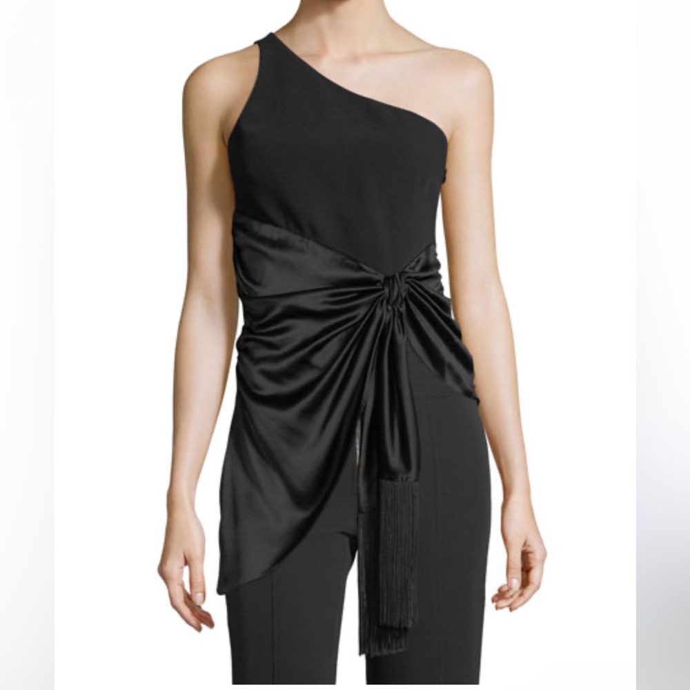 Cinq á sept Theoline One-Shoulder Crepe & Satin Top